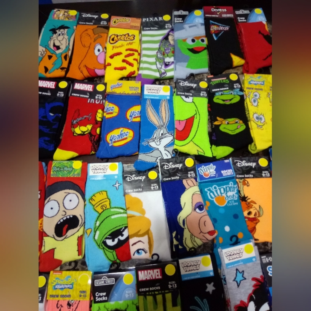 Novelty Socks, NWT, Crew Style, Fits Size 6-13 or 9-13 Assorted Fun Socks